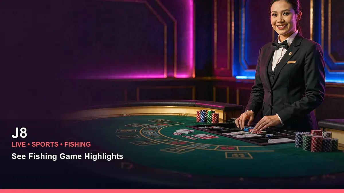J8 cricket preview guide information for Philippine users with a live casino table scene